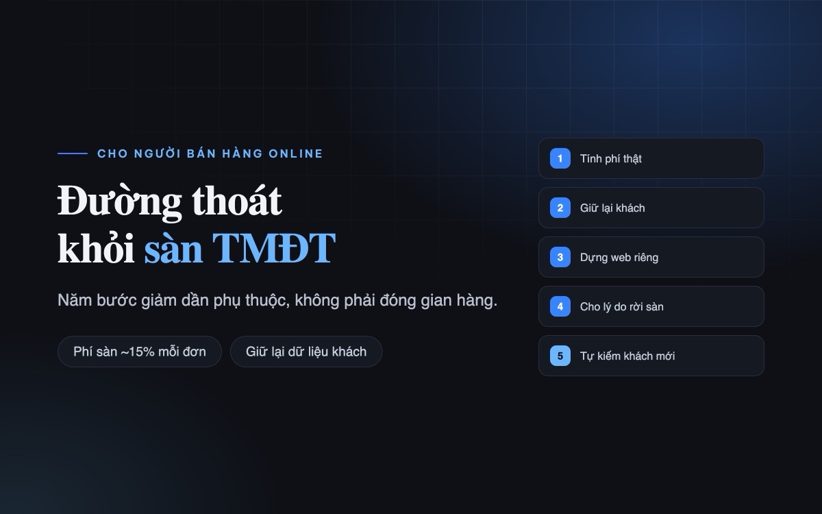 Đường thoát khỏi sàn thương mại điện tử cho người bán hàng online — lộ trình năm bước