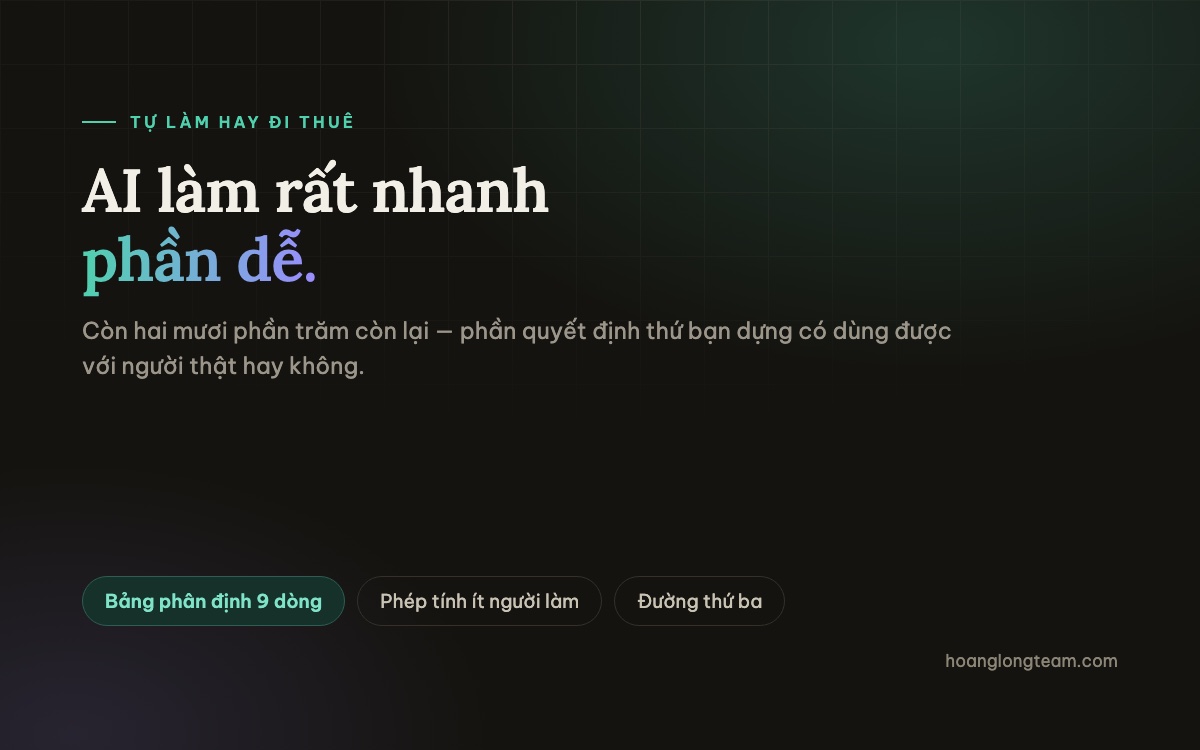 Tự dựng bằng AI hay đi thuê — AI làm rất nhanh phần dễ