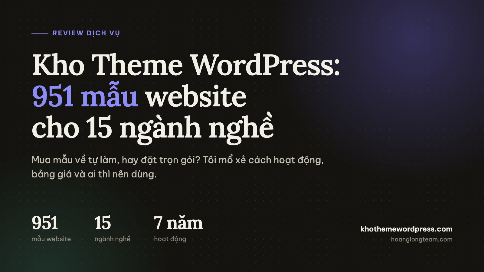 Kho Theme WordPress — 951 mẫu website cho 15 ngành nghề