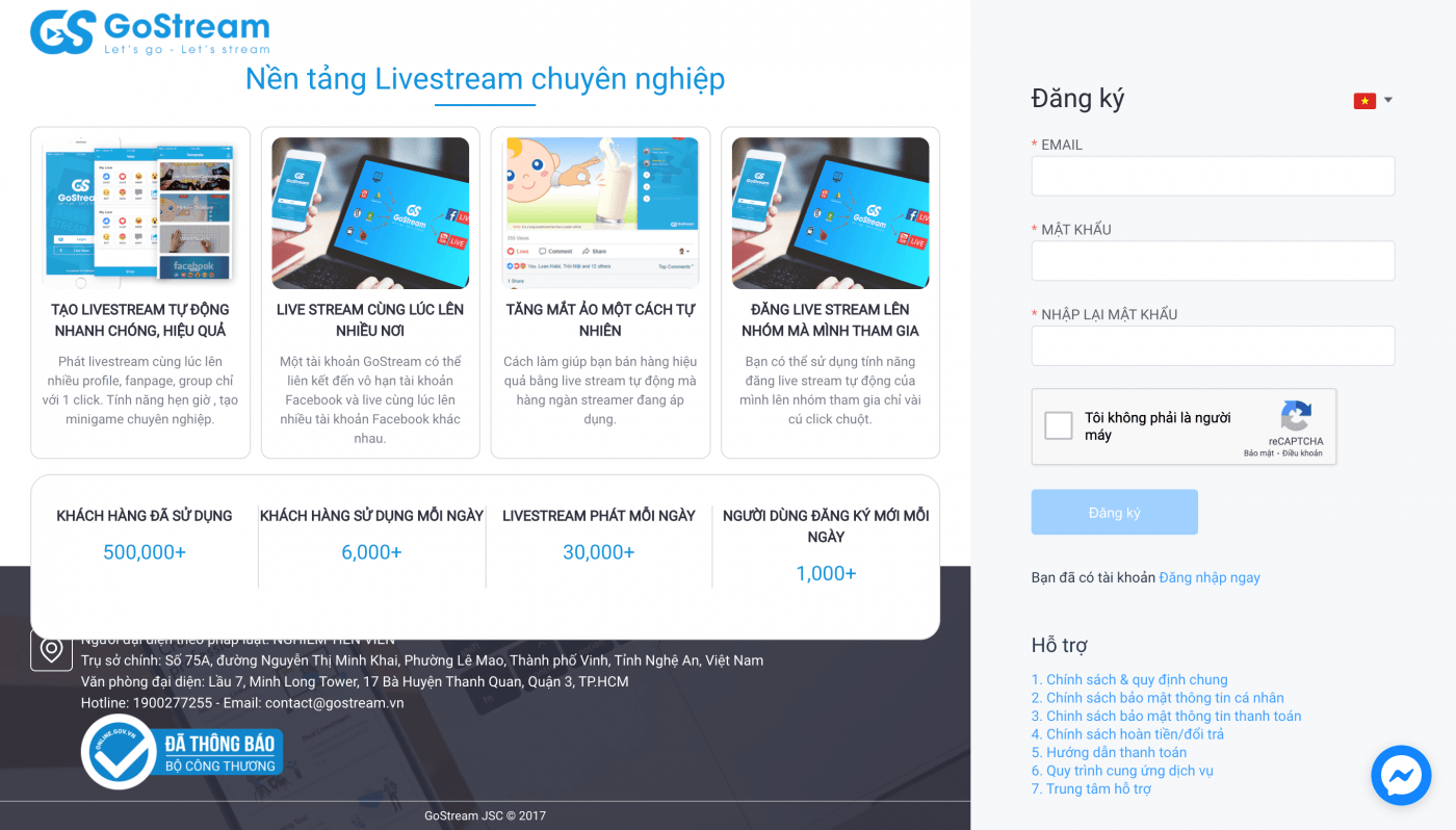 Đăng ký tài khoản Gostream mới nhất