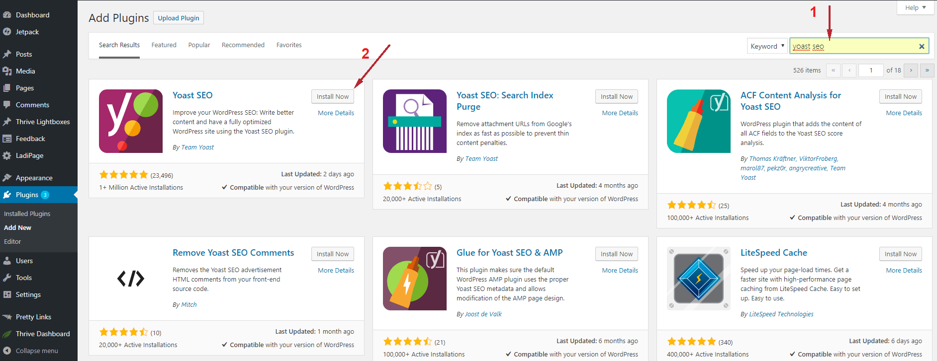 cài đặt plugin yoast seo