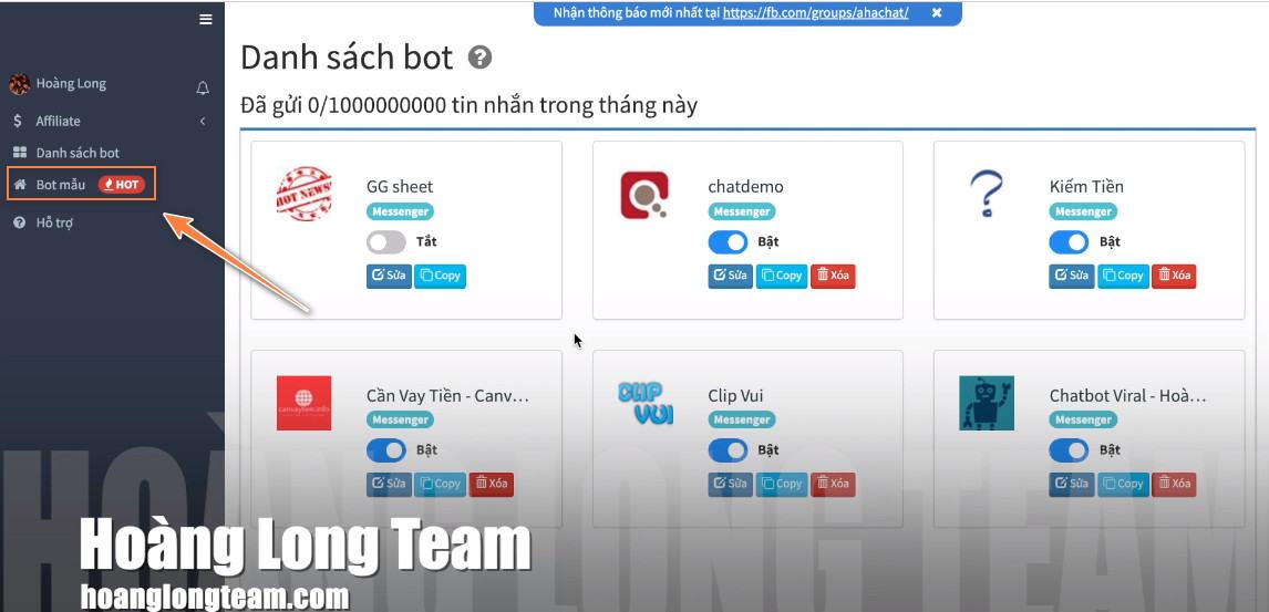 Trang mẫu Bot Ahachat