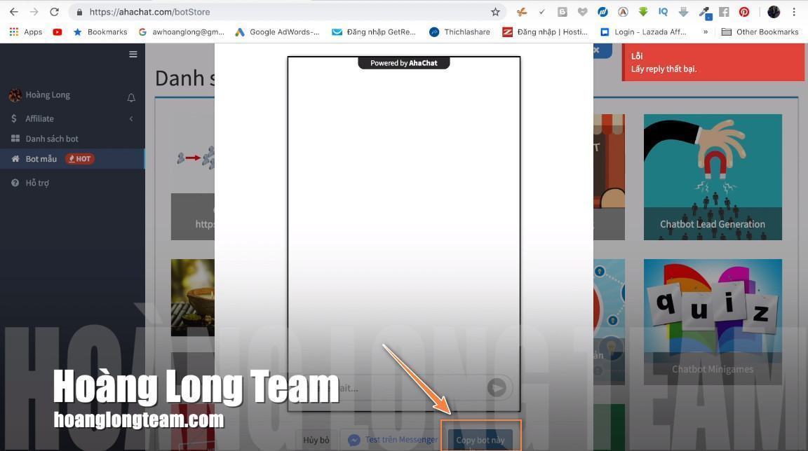 Copy mẫu Chatbot Viral