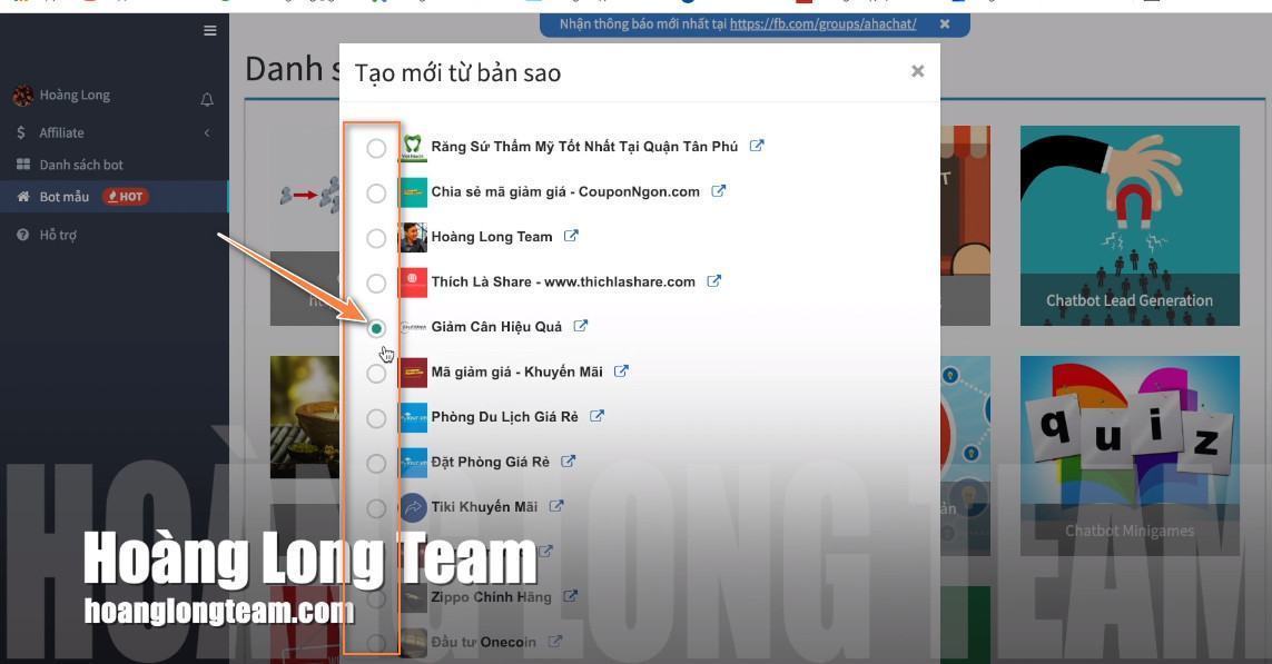Kết nối Chatbot Viral với Fanpage