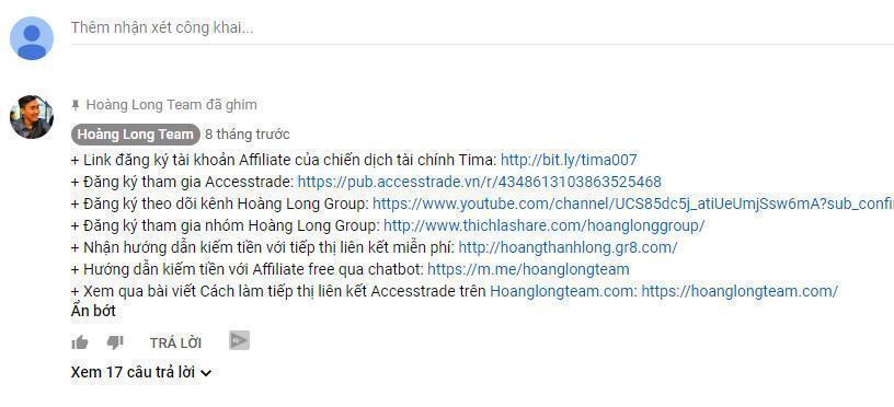 Hình ảnh bình luận được ghim lên vị trí đầu tiên
