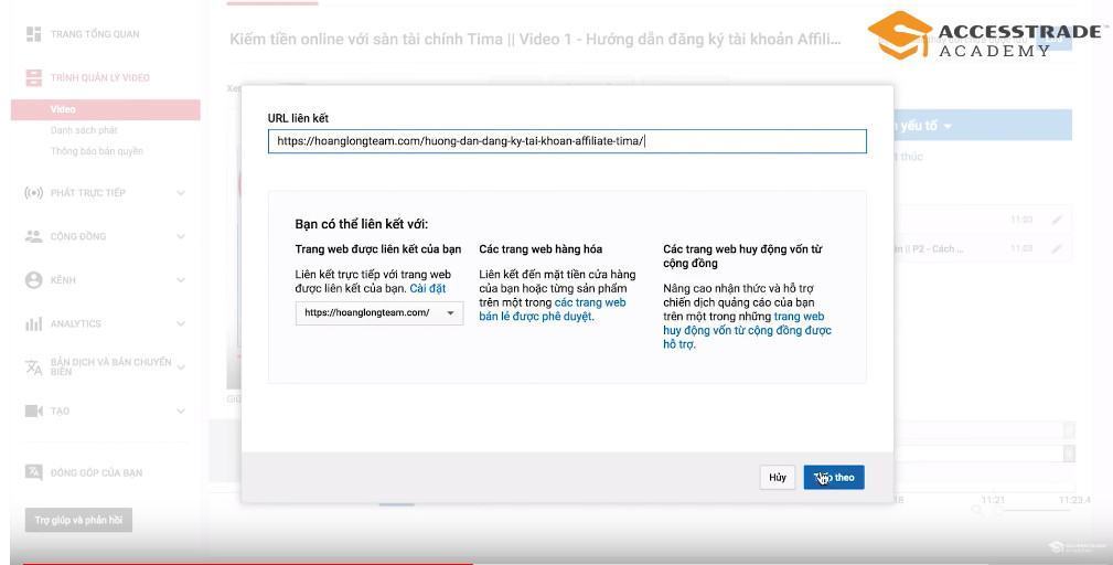 Hình ảnh dán đường link vào ô URL