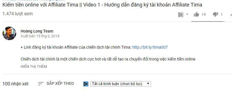 Hình ảnh để link ở dòng đầu trong mô tả video