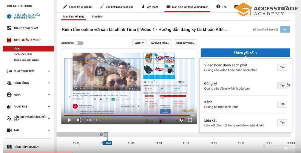 Hình ảnh thêm yếu tố vào cuối video