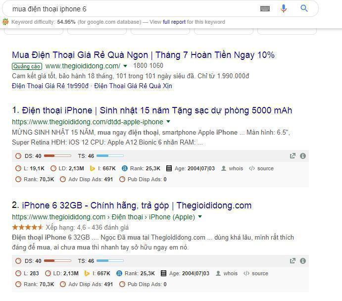 Hình ảnh hiển thị quảng cáo Google Ads khi tìm kiếm trên Google