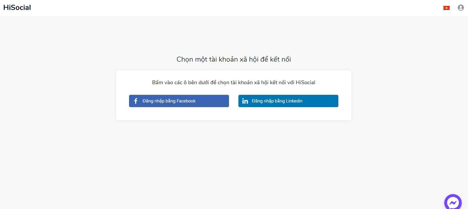 Hình ảnh kết nối tài khoản Facebook với HiSocial