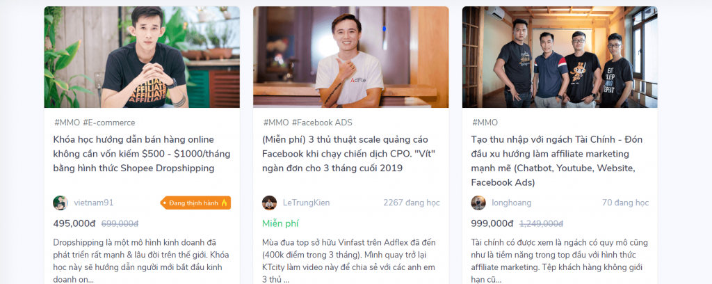 1 vài khóa học đang thịnh hành trên KTCity