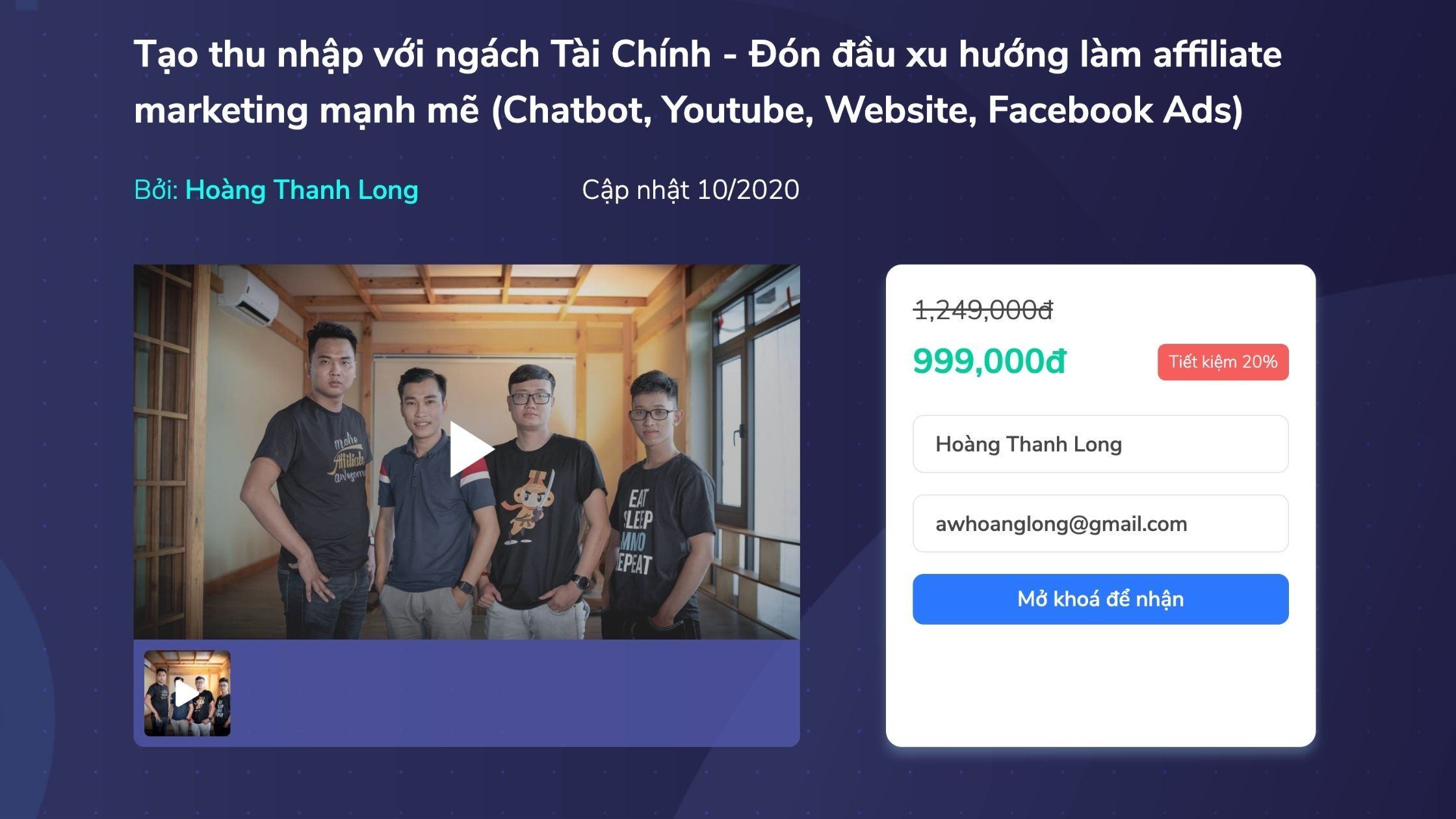 Khoá học Affiliate Tài Chính