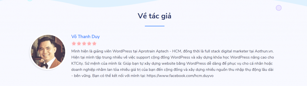 khóa học làm website wordpress tại KTCity của Duy Võ