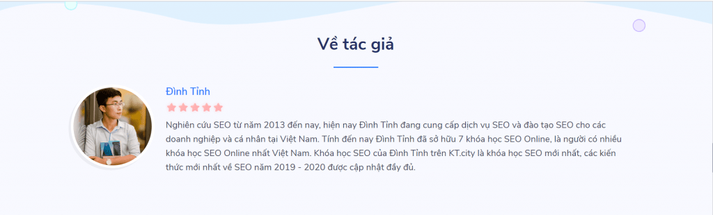 khóa học Seo tại KTCity của Đình Tỉnh