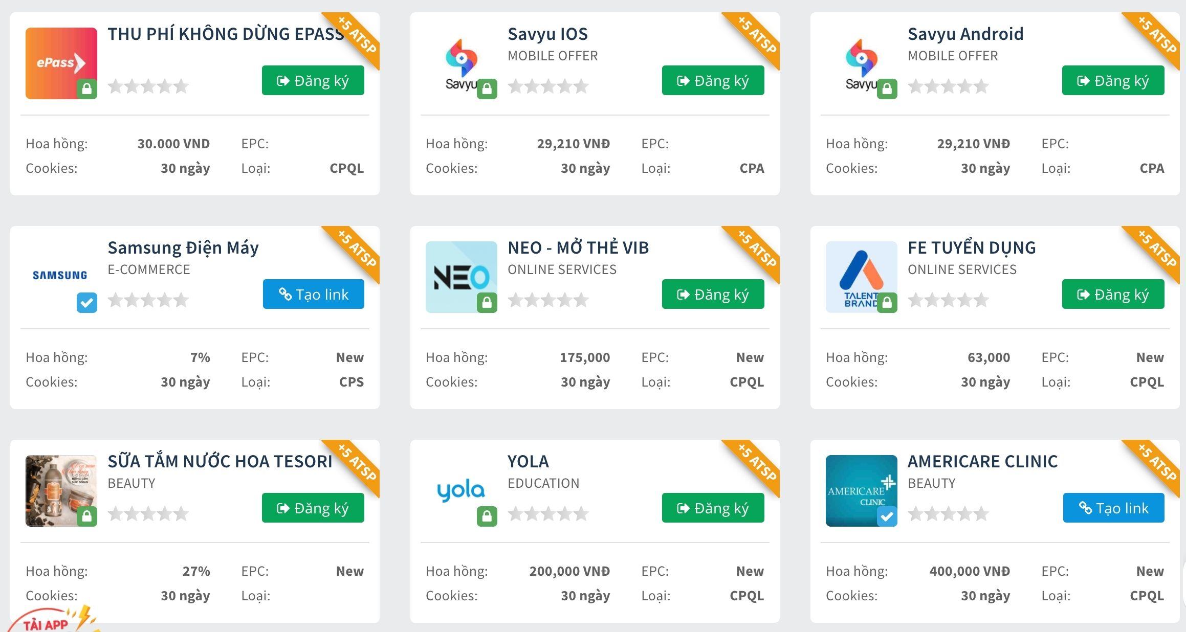 Các chiến dịch tại ACCESSTRADE