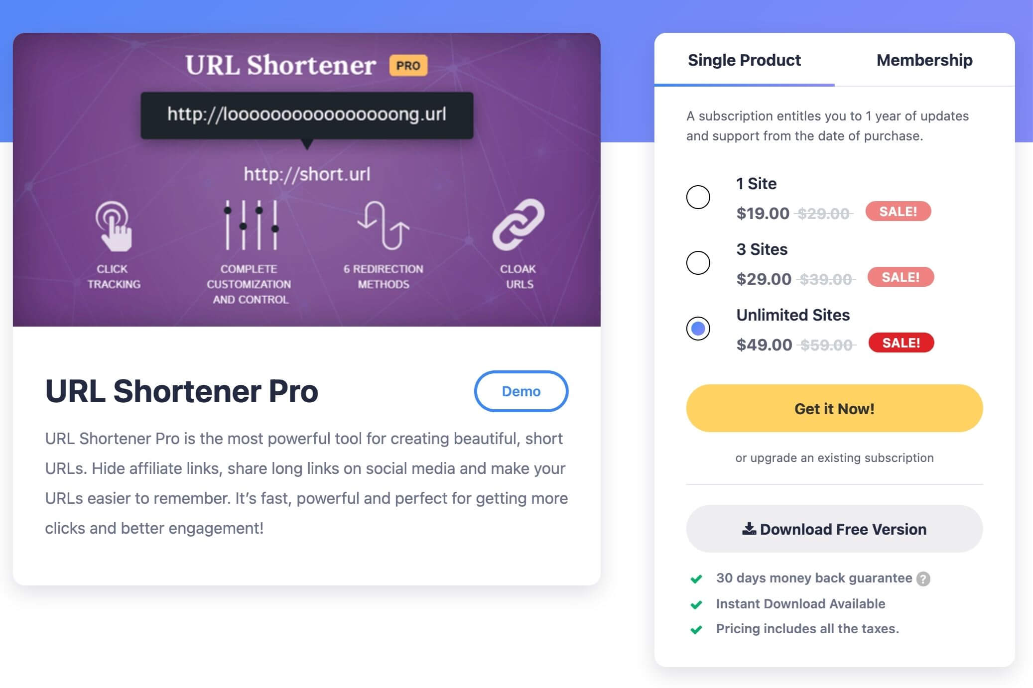 Giá Plugin URL Shortener Pro