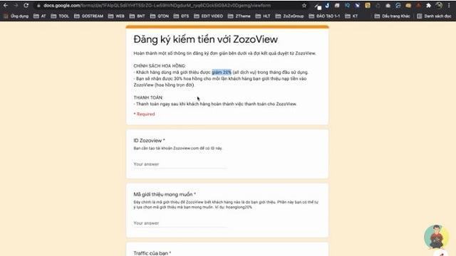 Cách đăng ký kiếm tiền với Zozoview