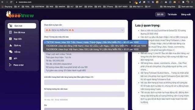 Dịch vụ miễn phí để trải nghiệm trước trên ZozoView