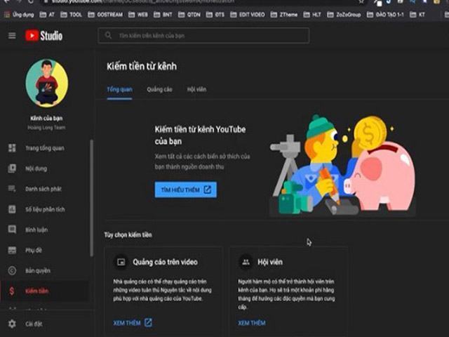 Kiếm tiền từ kênh Youtube