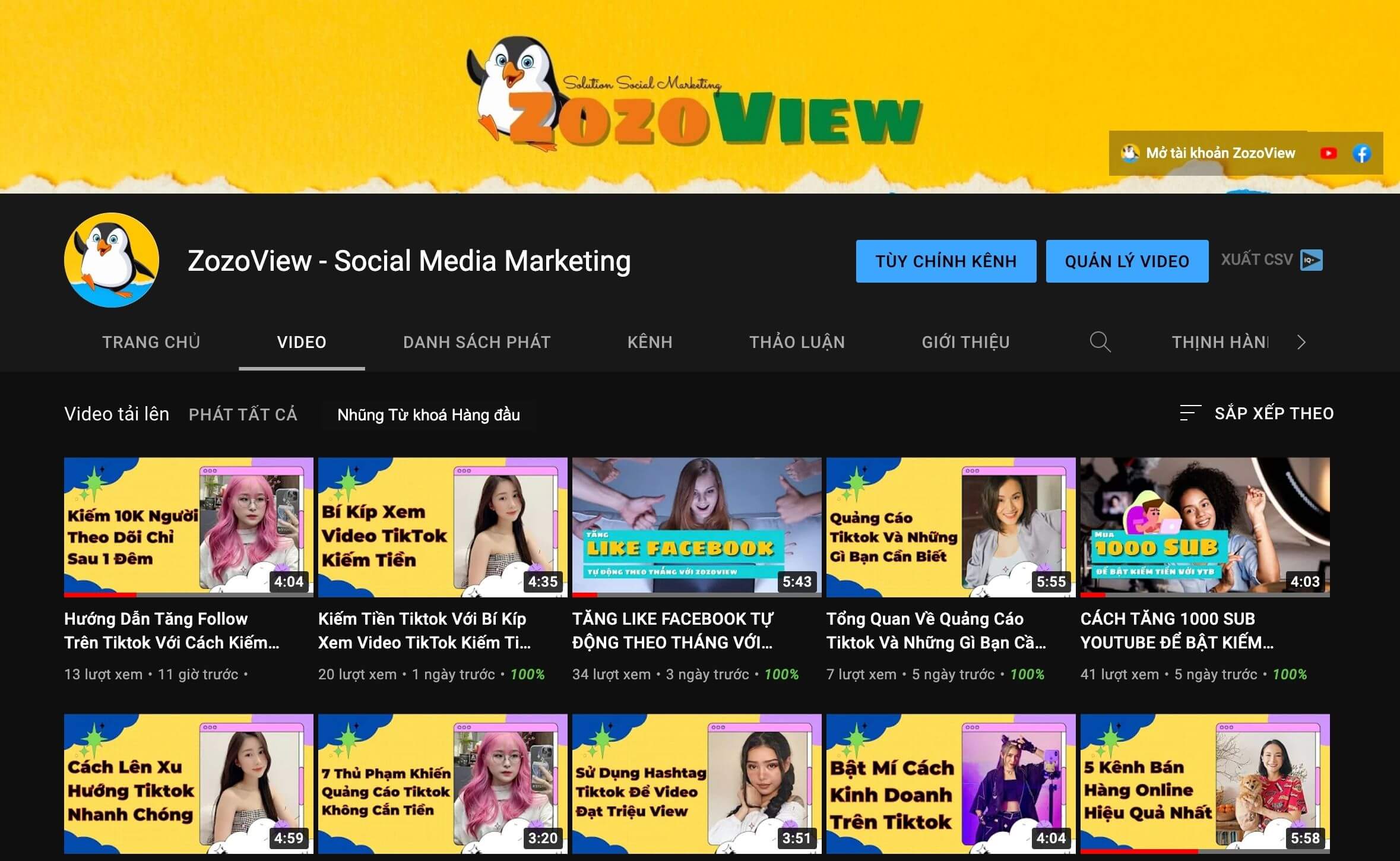 Kênh Youtube Zozoview