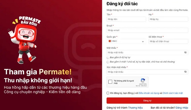Nếu chưa có tài khoản đối tác Permate, bạn hãy bắt đầu đăng ký 
