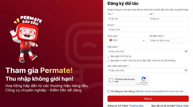 Trước tiên, bạn cần đăng ký tài khoản trên sàn Permate 