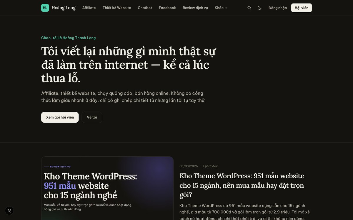 Trang chủ phiên bản mới của blog hoanglongteam.com