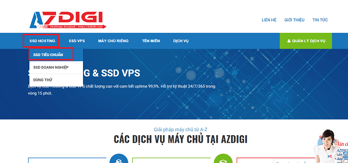 Hướng dẫn mua Hosting và tên miền từ Azdigi
