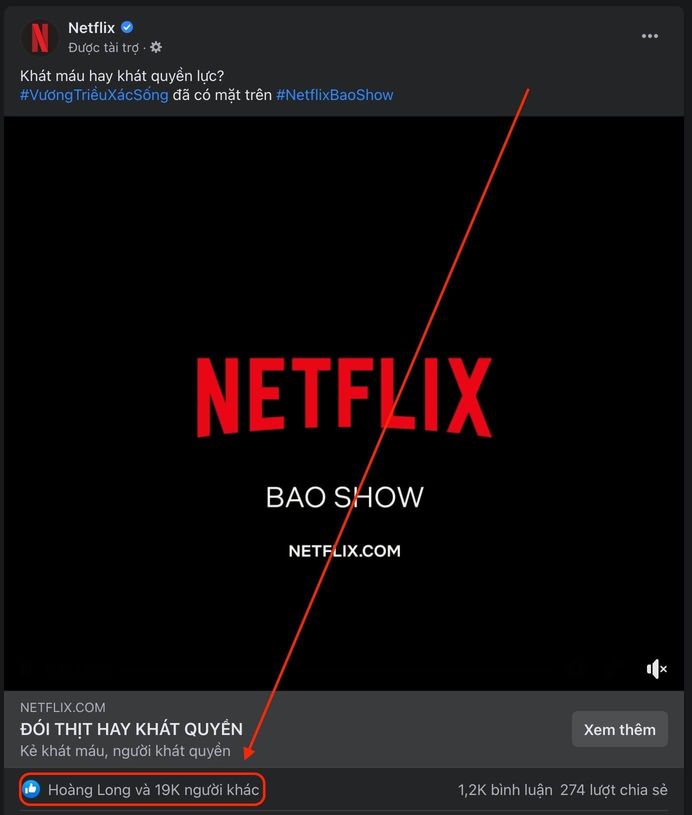 Mẫu quảng cáo của Netflix có nhiều lượt like