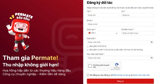 Để bắt đầu kiếm tiền Affiliate cùng chiến dịch bảo hiểm MIC, bạn hãy đăng ký tài khoản đối tác Permate Để bắt đầu kiếm tiền Affiliate cùng chiến dịch bảo hiểm MIC, bạn hãy đăng ký tài khoản đối tác Permate